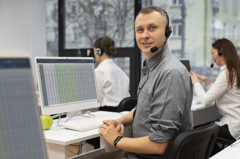 man-working-call-center-office