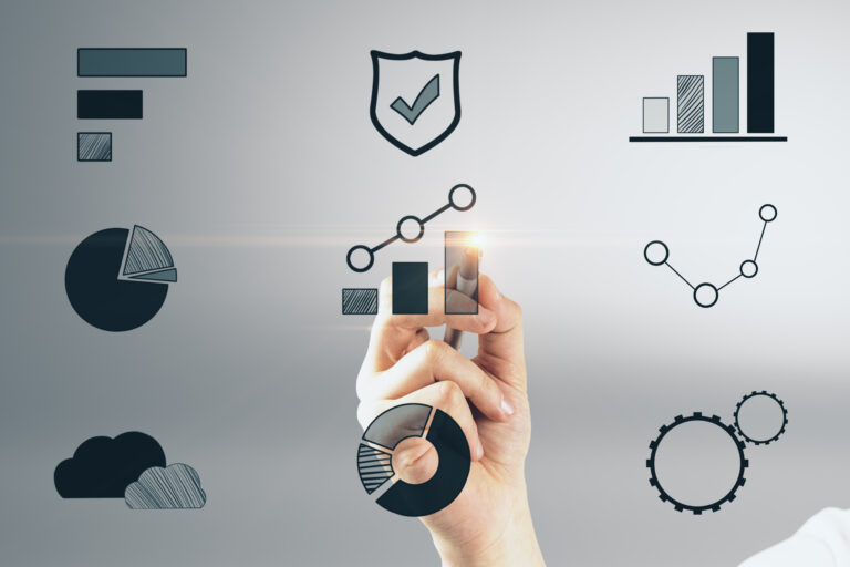 Teamwork, technology and marketing concept